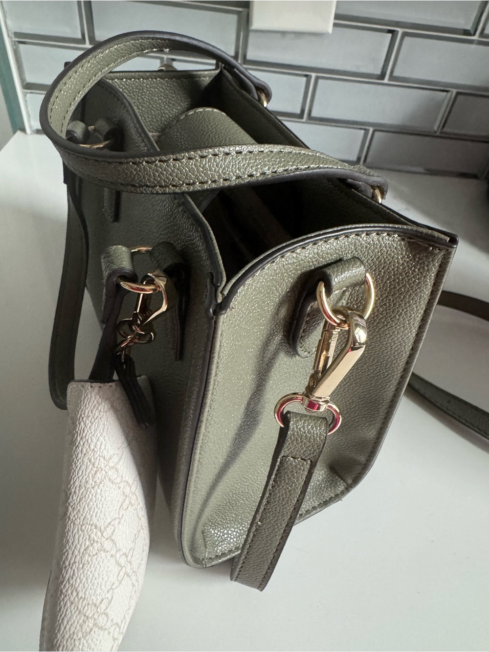 Nine West Olive Mini Tote with Attached Coin Pouch Bag Charm - Picture 6 of 8